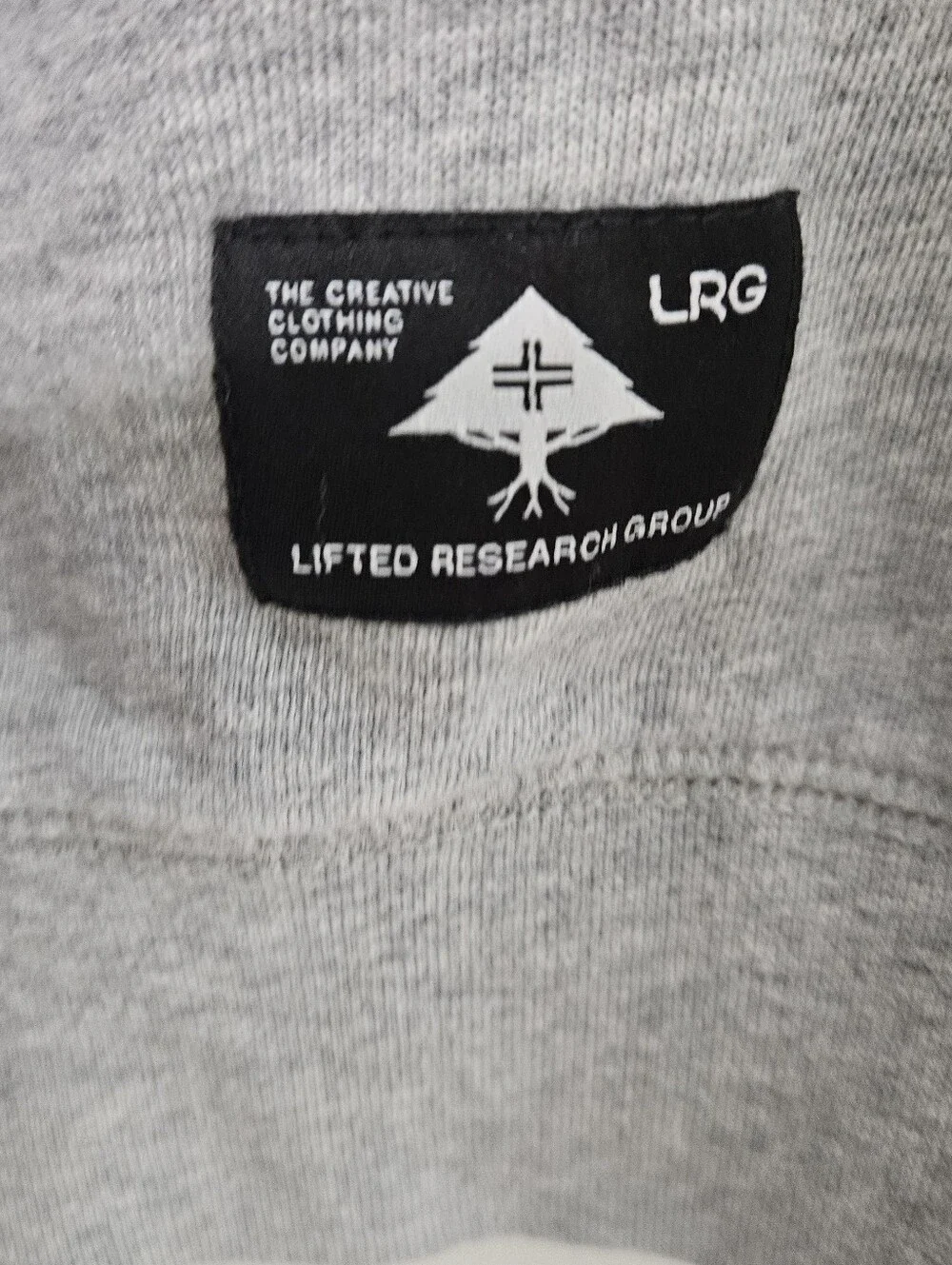 Lrg Gray Crewneck Sweatshirt with Black Geometric Tree Graphic Unisex
